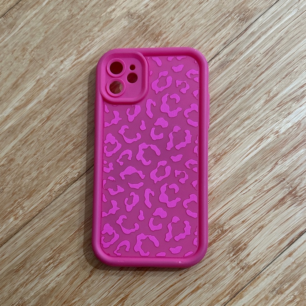 Pink Leopard Print Protective Phone 11 Case